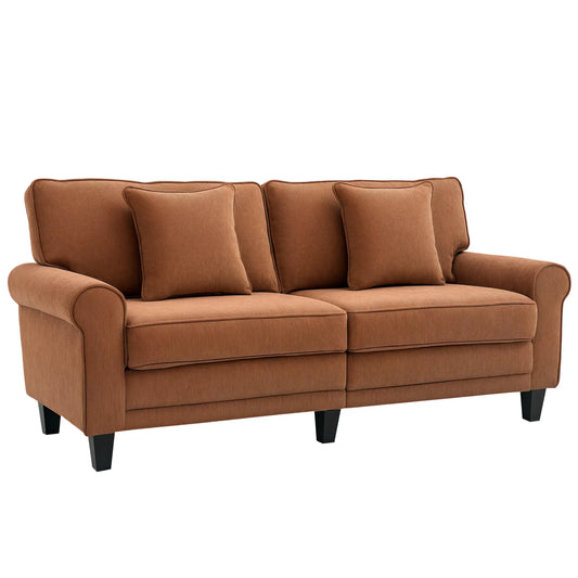 Modern 3 Seater Sofa, Corduroy Fabric, Pine Wood Legs, Brown 3-Seater Sofas Brown at Gallery Canada