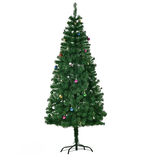 6ft Artificial Christmas Tree, Holiday Party Decor with Ornaments, Green Artificial Christmas Trees Green at Gallery Canada