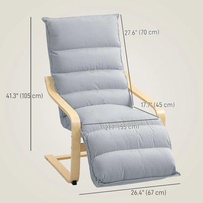Accent Chair, Velvet Upholstered Living Room Chair with Footrest, Wood Frame, Light Grey Accent Chairs at Gallery Canada