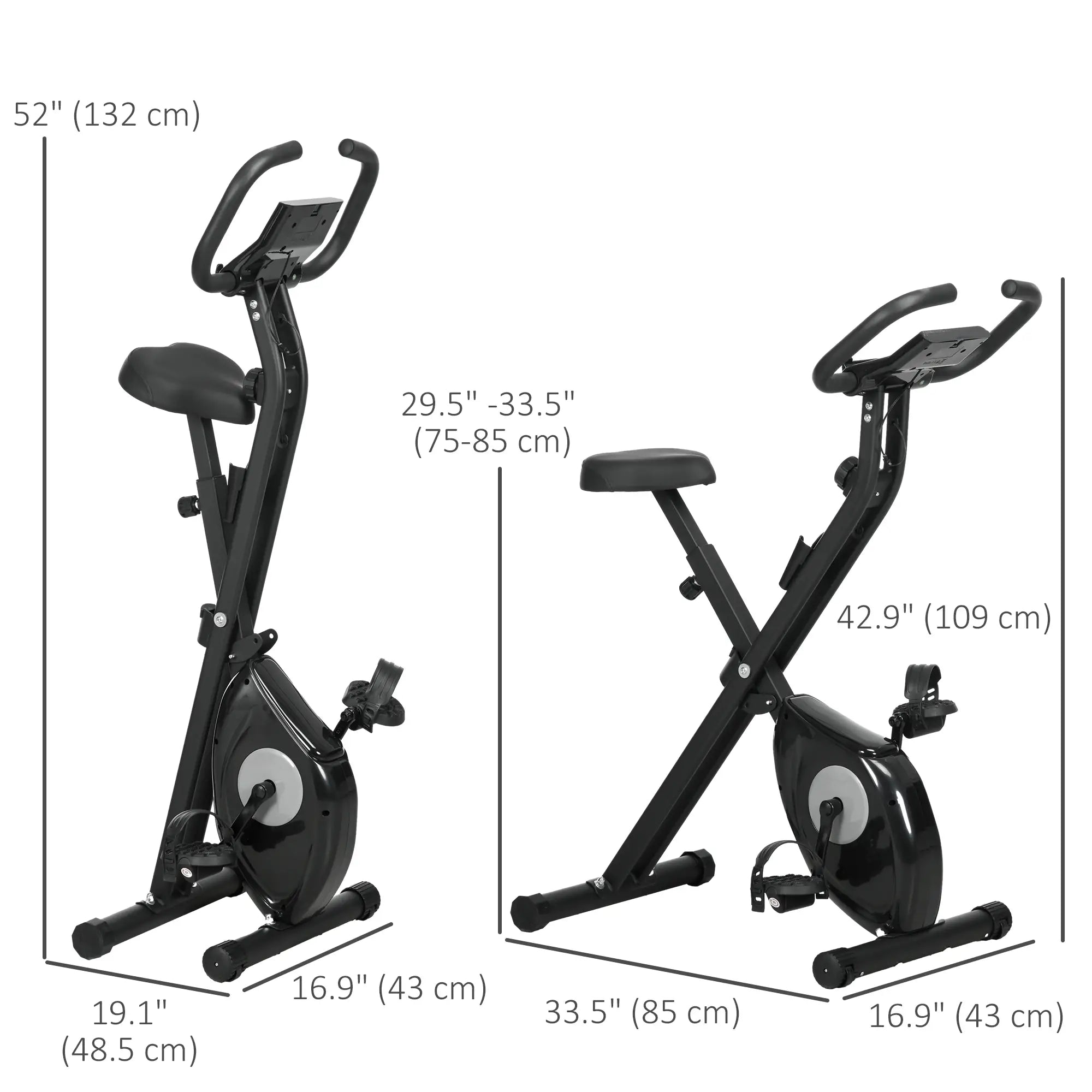 Foldable Exercise Bike, 8-Level Magnetic Resistance, LCD Screen, Phone Holder, Black Exercise & Stationary Bikes at Gallery Canada