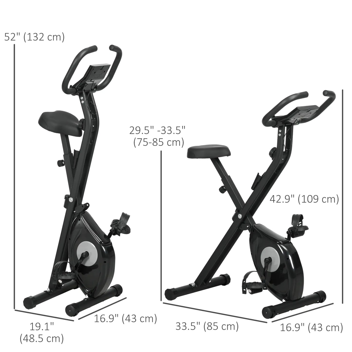 Foldable Exercise Bike, 8-Level Magnetic Resistance, LCD Screen, Phone Holder, Black Exercise & Stationary Bikes at Gallery Canada