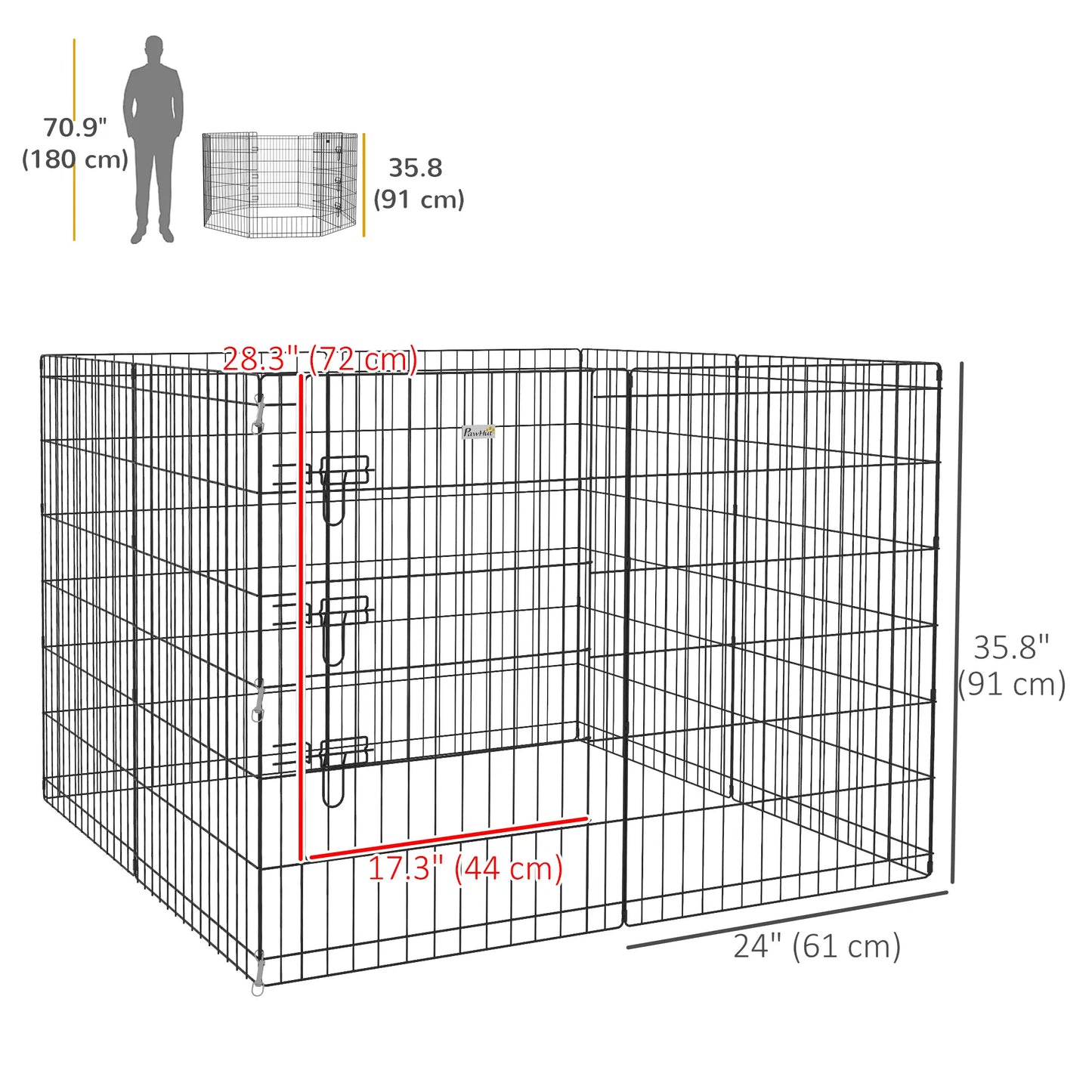 36 Inch Foldable Metal Pet Playpen, Dog Kennel Cage, 8 Panel