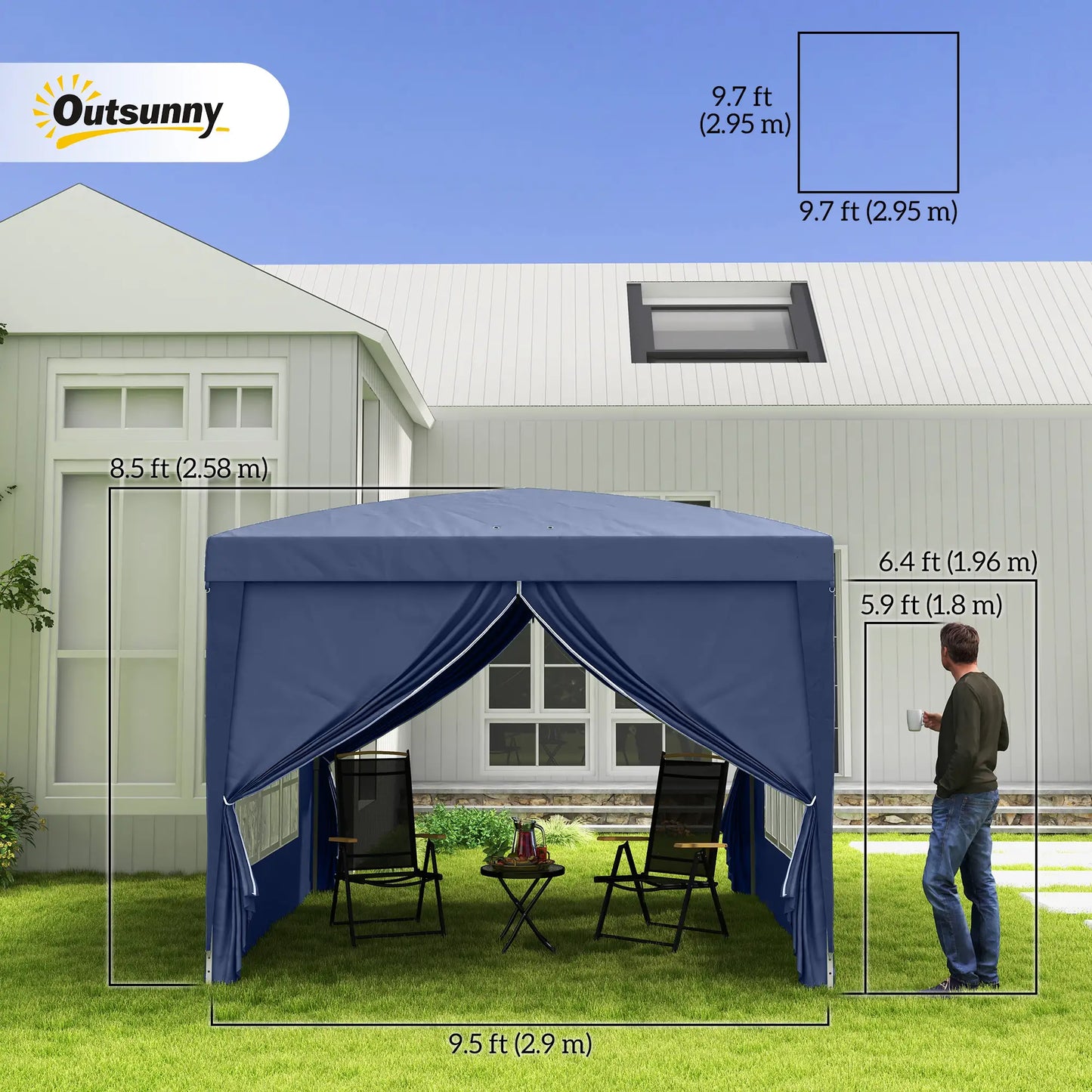 10'x10' Outdoor Pop Up Party Tent Wedding Gazebo Canopy, Blue Pop Up Canopies at Gallery Canada