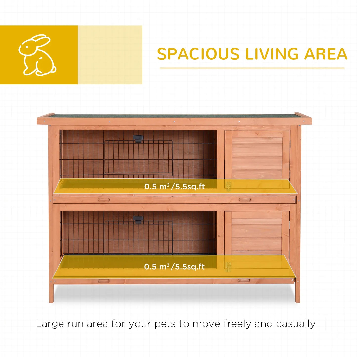 54"L 2-Story Rabbit Hutch, Wooden Pet House, Lockable Doors, No Leak Tray, Orange Rabbit Hutch at Gallery Canada