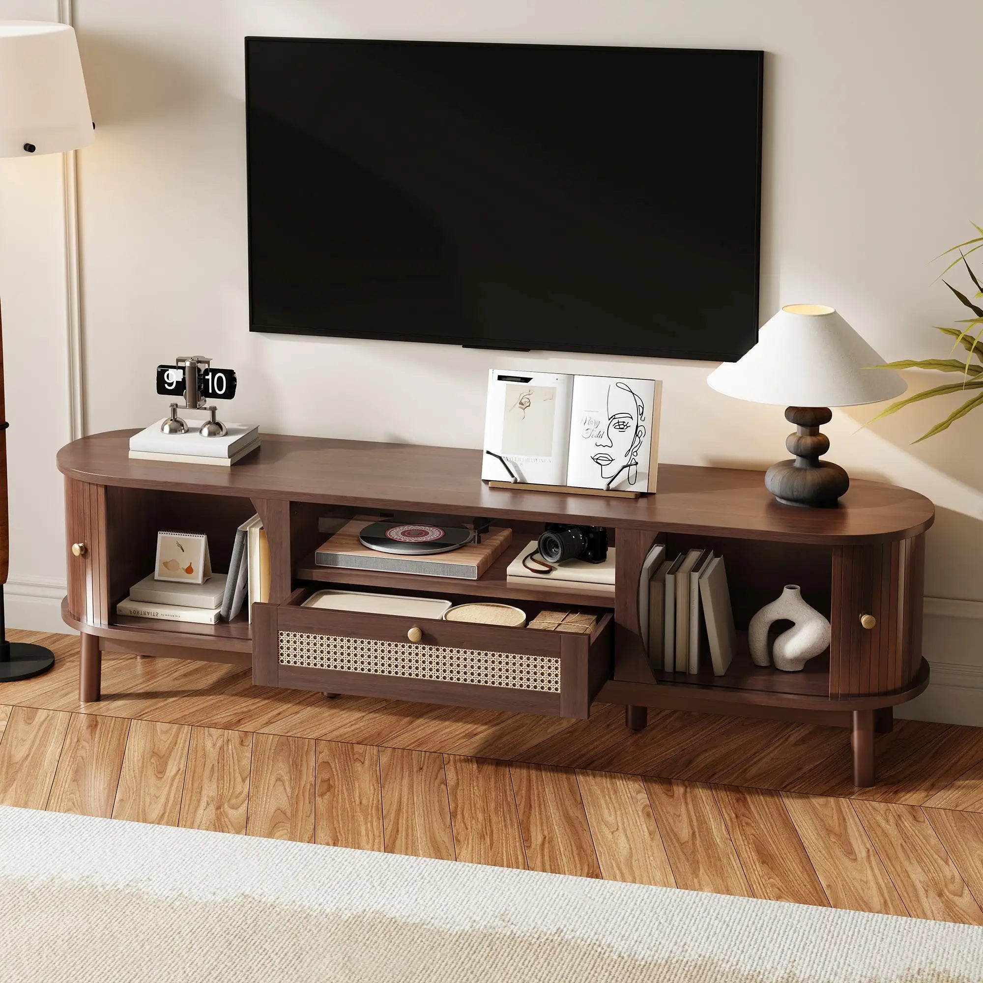 TV Stand, Solid Wood Doors, Drawers, 65