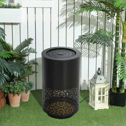 21" Tall Garden Waterfall Fountain, LED Lights, Adjustable Flow, Black Water Fountains at Gallery Canada