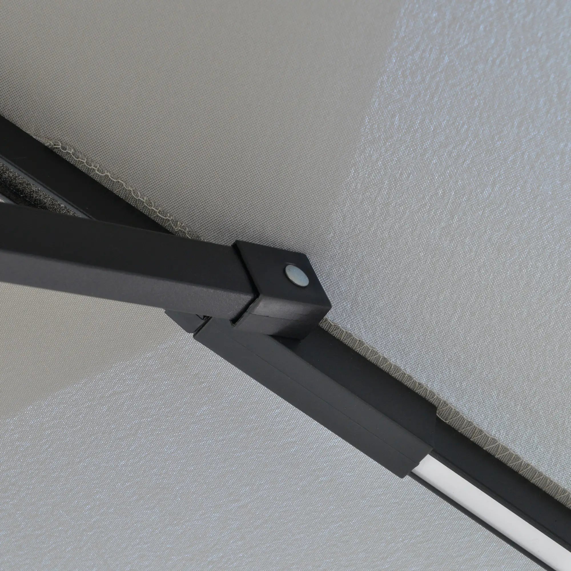 10FT Solar Cantilever Patio Umbrella with Lights, Crank, Cross Base, Light Grey Cantilever Umbrellas at Gallery Canada