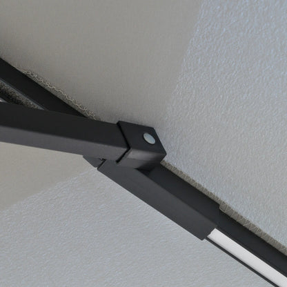 10FT Solar Cantilever Patio Umbrella with Lights, Crank, Cross Base, Light Grey Cantilever Umbrellas at Gallery Canada