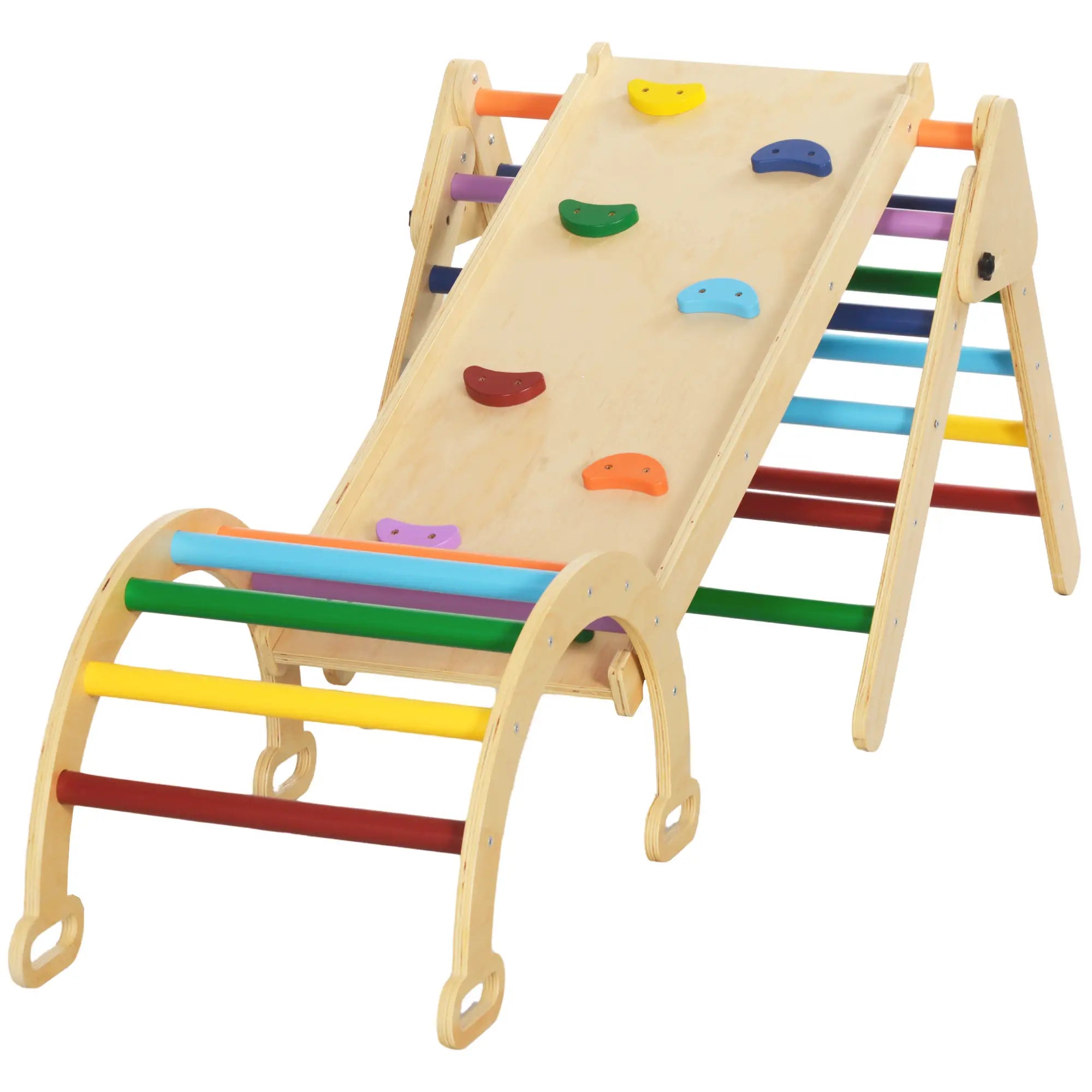 5 in 1 Pikler Triangle Set, Ladder, Ramp, Arch, 18-48 Months, Multicolour Baby Gym & Playmats Multi Colour at Gallery Canada