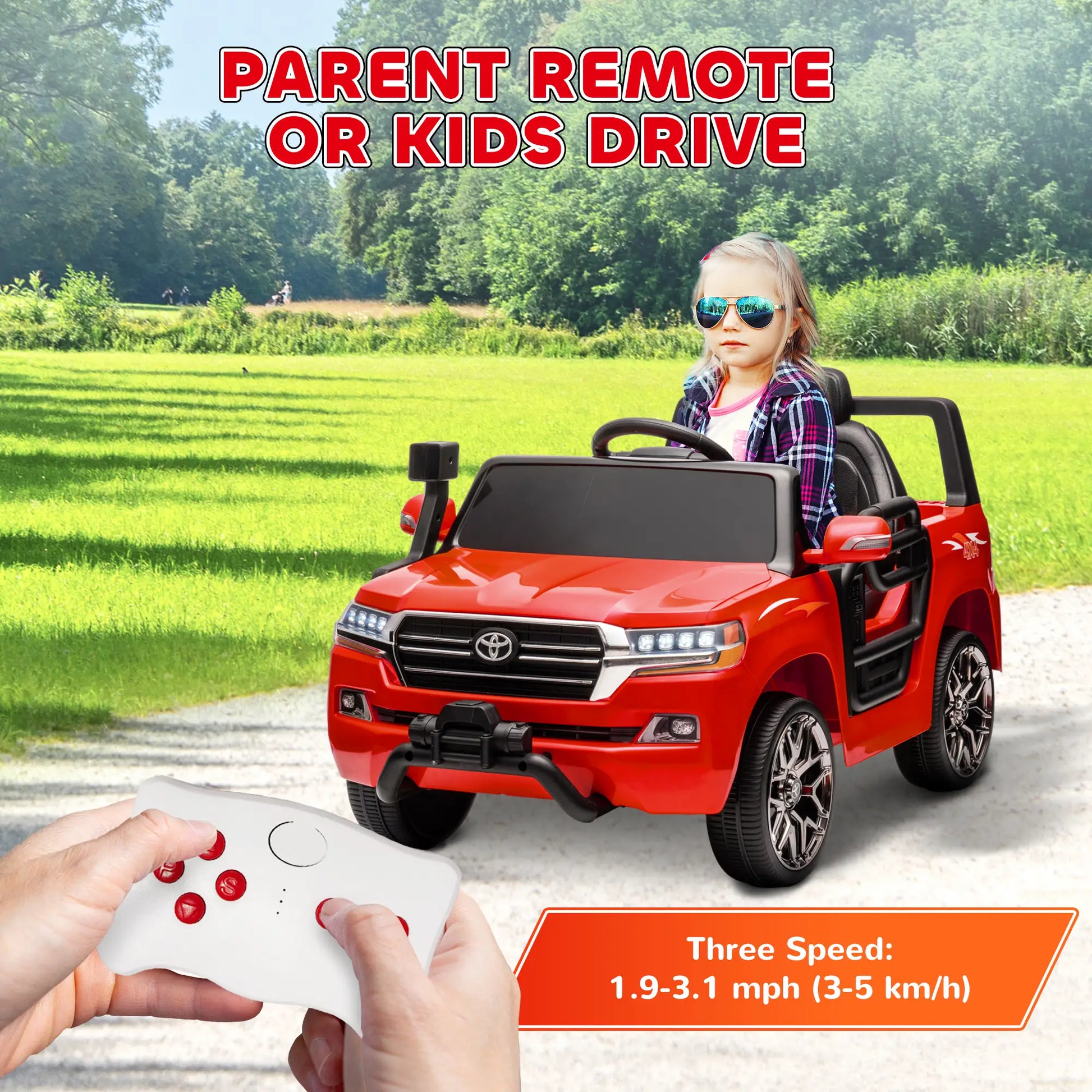 12V Licensed Kids Car, Remote Control, LED Light, Spring Suspension, Red Electric Toy Cars at Gallery Canada