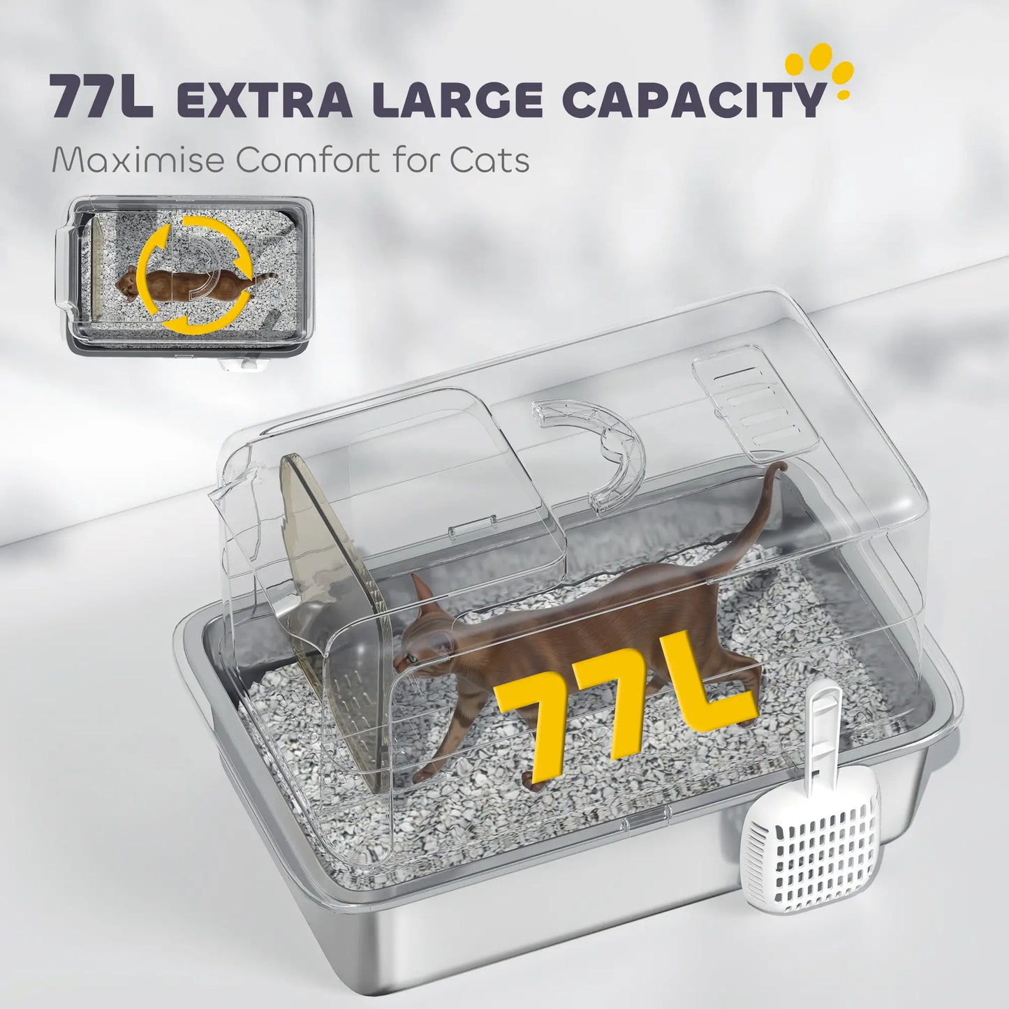 Stainless Steel Cat Litter Box, Removable Lid & Scoop, White Cat Litter Box Enclosures at Gallery Canada