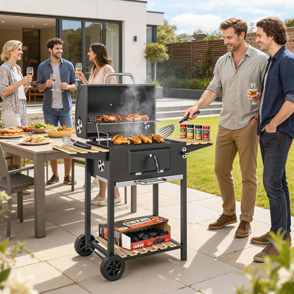 20" Charcoal BBQ Grill On Wheels, Adjustable Pan, Thermometer, Charcoal Charcoal BBQ Grils at Gallery Canada