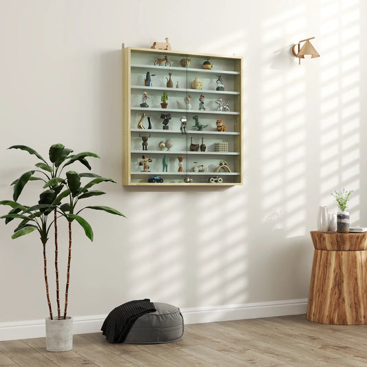 7-Tier Display Cabinet, Glass Curio Cabinet, Oak And White, White Display Bookshelves Oak and White at Gallery Canada