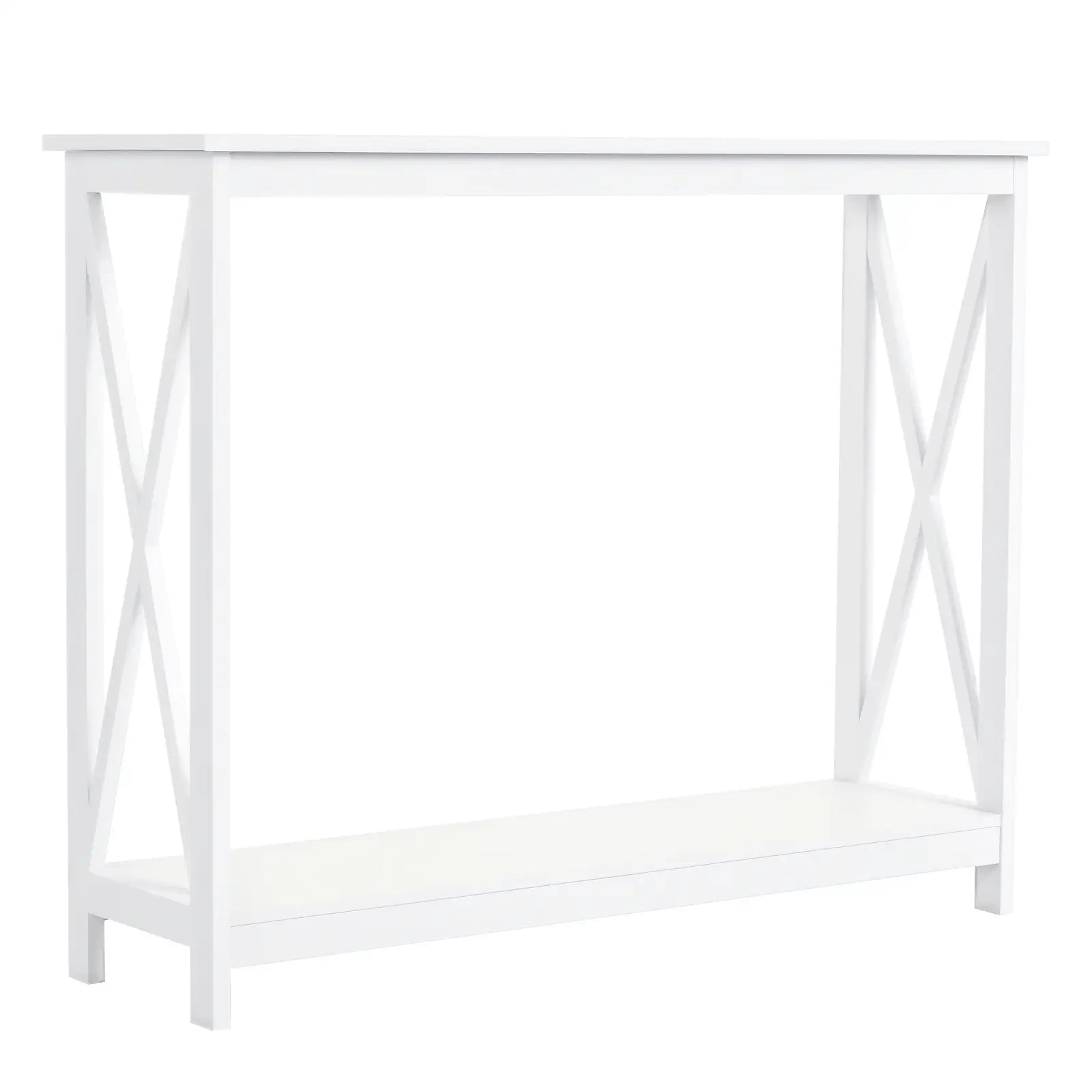 2 Tier X-Design Console Table, Storage Shelf, 24.8 Inch, White Console Tables White at Gallery Canada