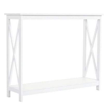 2 Tier X-Design Console Table, Storage Shelf, 24.8 Inch, White Console Tables White at Gallery Canada
