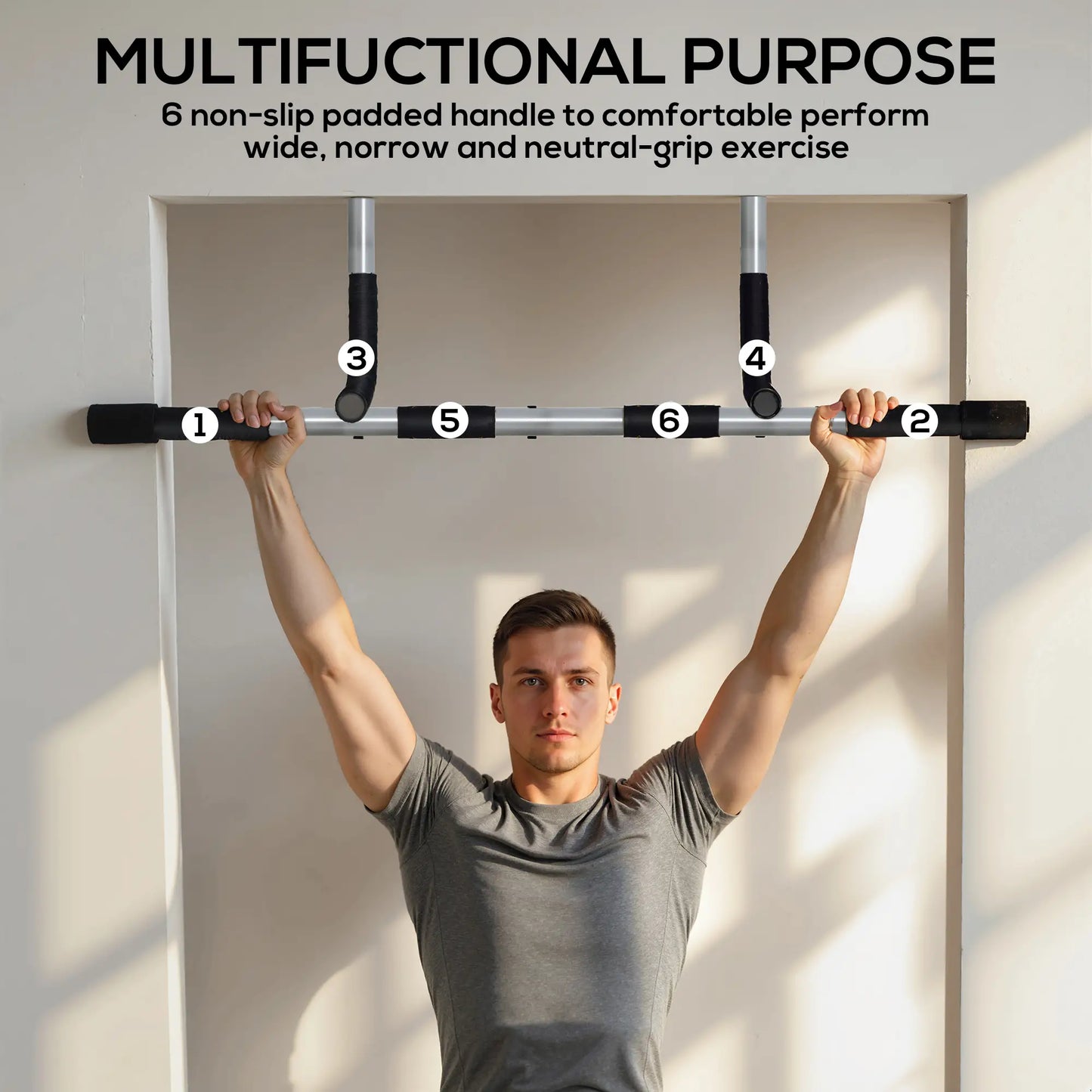 Doorway Pull-Up Bar, Home Fitness Horizontal Chin-Up Bar, Grey Strength Training Equipment at Gallery Canada