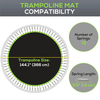 Trampoline Mat Replacement, 12ft, with Spring Pull Tool, 72 V-Hooks, Green Trampolines at Gallery Canada