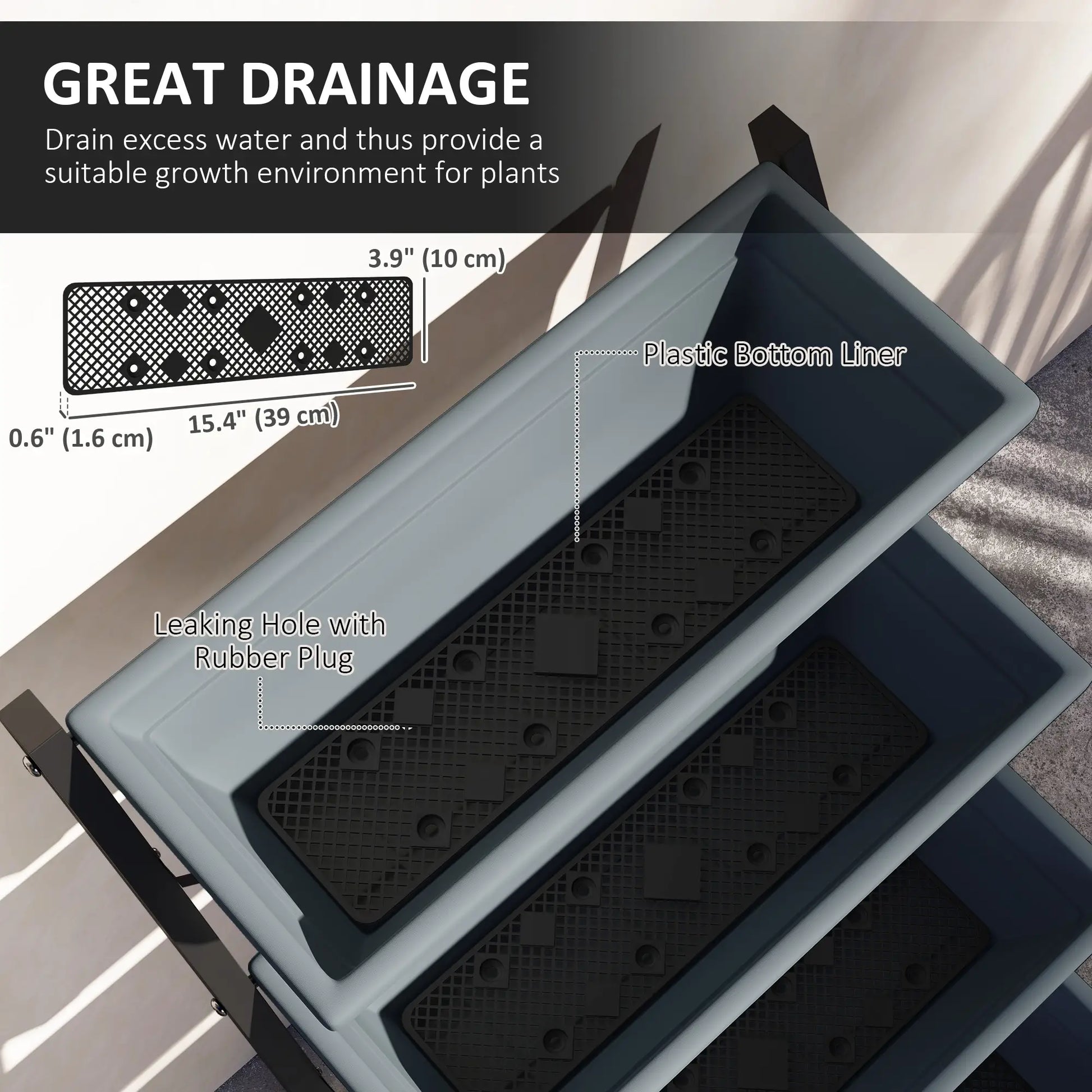 5-Tier Raised Garden Bed, Plant Stand with Leaking Holes, Grey Plant Stands at Gallery Canada