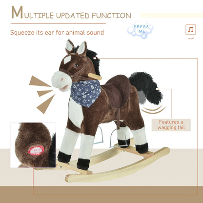 Kids Plush Ride-On Rocking Horse, Realistic Sounds, 3-6 Years, Brown Rocking Horses at Gallery Canada