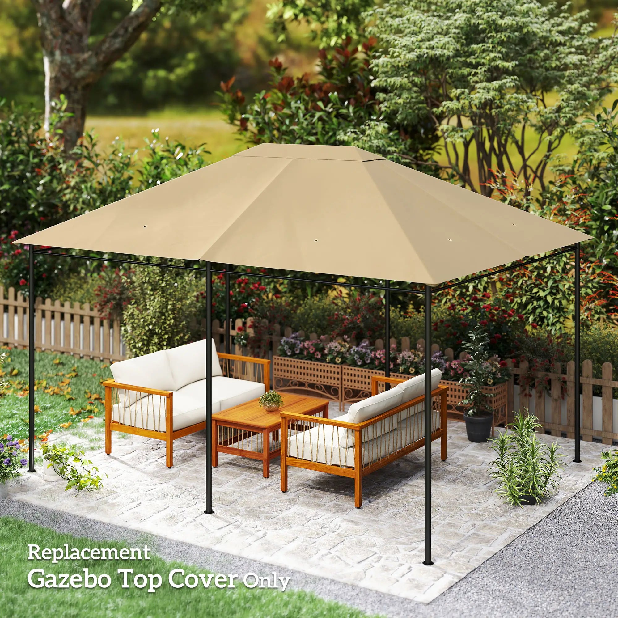 10' x 13' Gazebo Canopy Cover, Roof Replacement, Khaki Gazebo Canopy Replacement at Gallery Canada