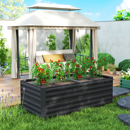 Galvanized Raised Garden Bed, Steel Outdoor Planter, 71" x 35" x 23", Black Raised Garden Beds at Gallery Canada