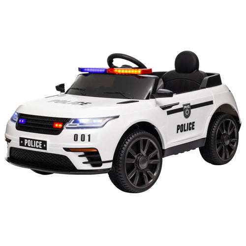 12V Kids Electric Police Car, Remote Control, White