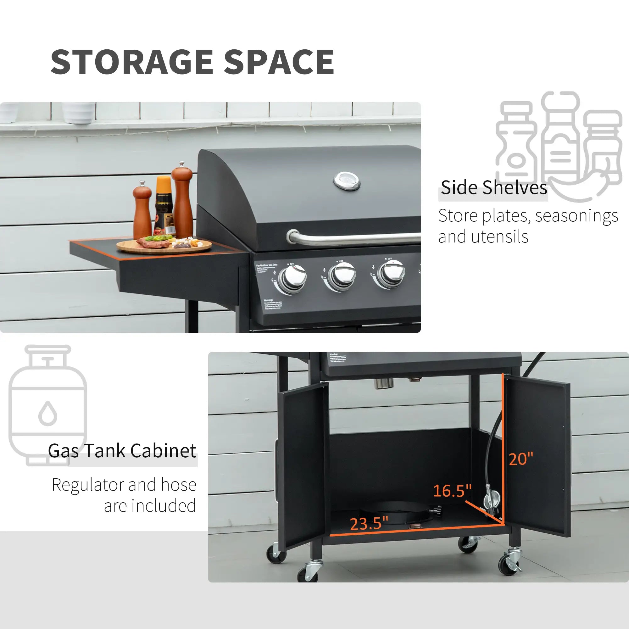 4+1 Burner LP Gas Grill Outdoor BBQ Trolley, Black Propane Gas Grills at Gallery Canada