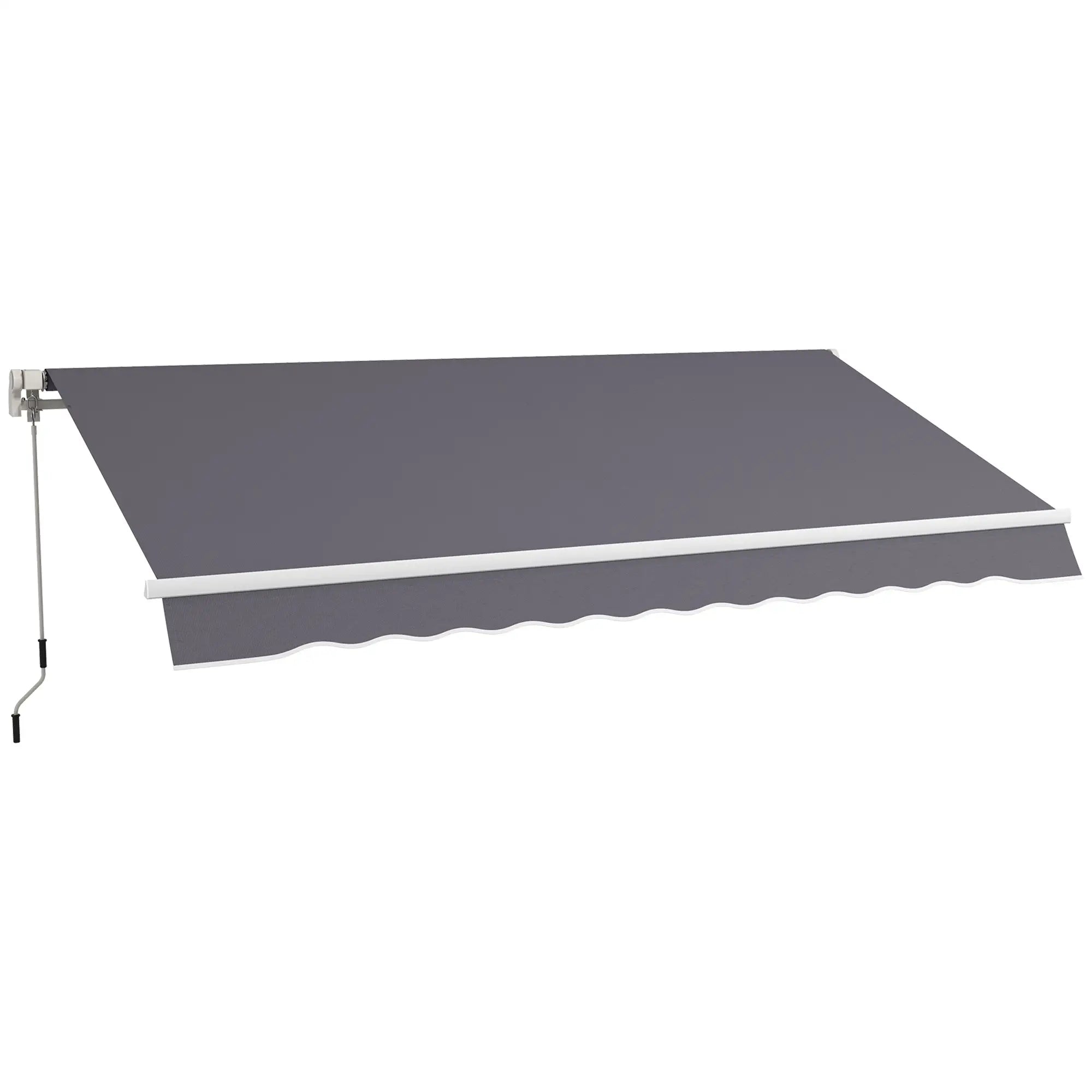 12' x 10' Manual Retractable Awning, Adjustable Sunshade Shelter, Dark Grey Patio Awnings at Gallery Canada