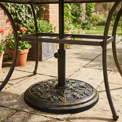18” Round Patio Umbrella Base, Cast Stone Resin, Bronze Umbrella Bases at Gallery Canada