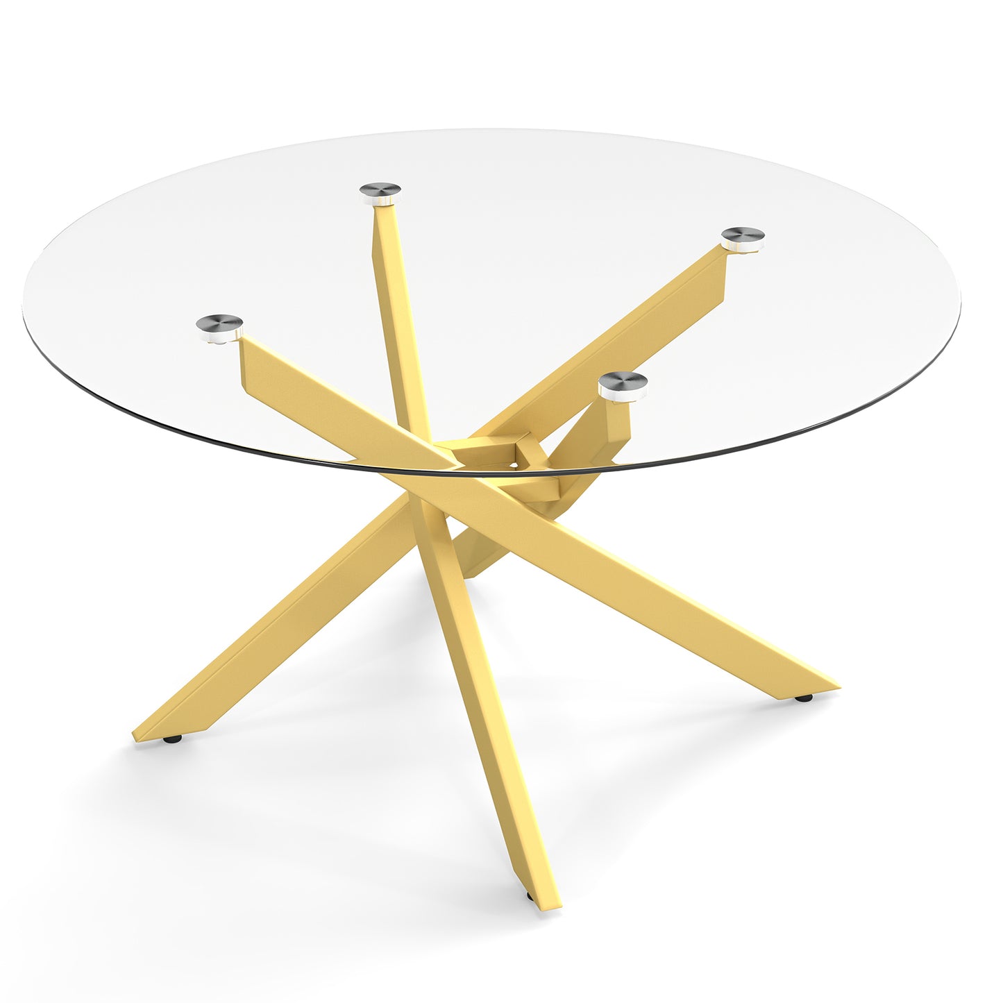 Round Glass Coffee Table, Tempered Glass Top, Golden Coffee Tables Golden at Gallery Canada