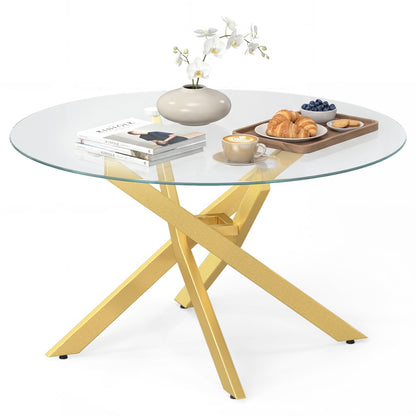 Round Glass Coffee Table, Tempered Glass Top, Golden Coffee Tables Golden at Gallery Canada