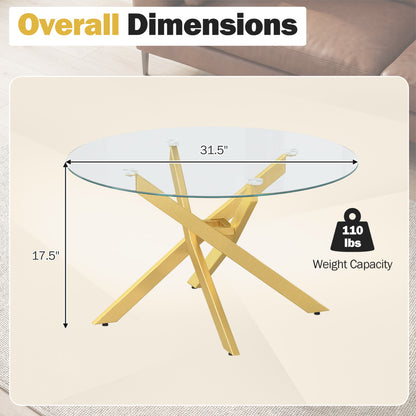 Round Glass Coffee Table, Tempered Glass Top, Golden Coffee Tables at Gallery Canada