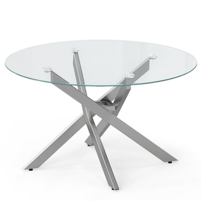 Round Glass Coffee Table, Tempered Glass Top, Silver Coffee Tables at Gallery Canada