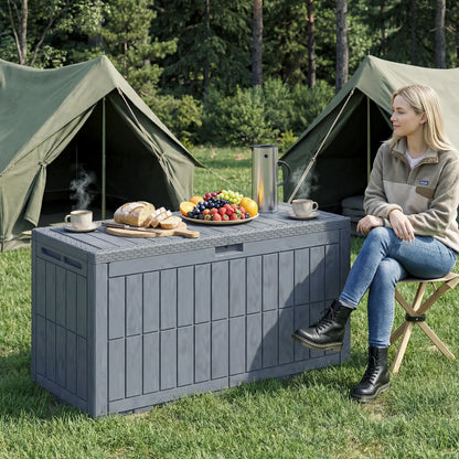100 Gallon Resin Deck Box, Waterproof Lockable Outdoor Storage Patio Storage Boxes at Gallery Canada
