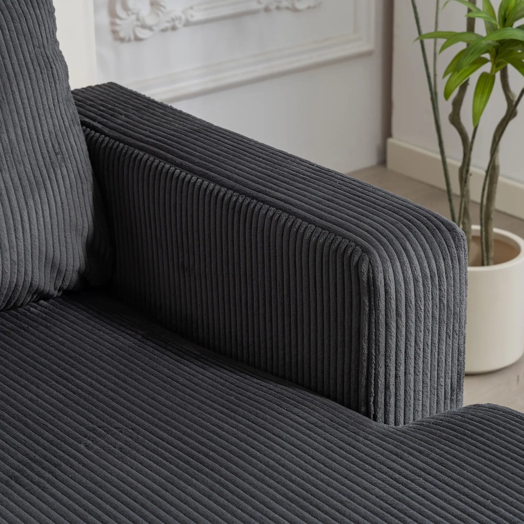 L Shaped Couch with Chaise Lounge, Spring Cushion, Charcoal Grey 3-Seater Sofas at Gallery Canada