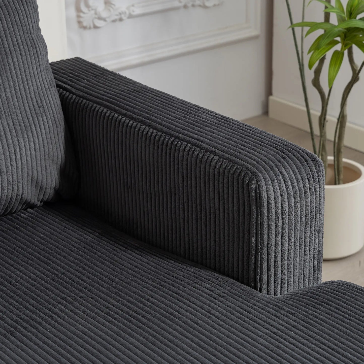 L Shaped Couch with Chaise Lounge, Spring Cushion, Charcoal Grey 3-Seater Sofas at Gallery Canada