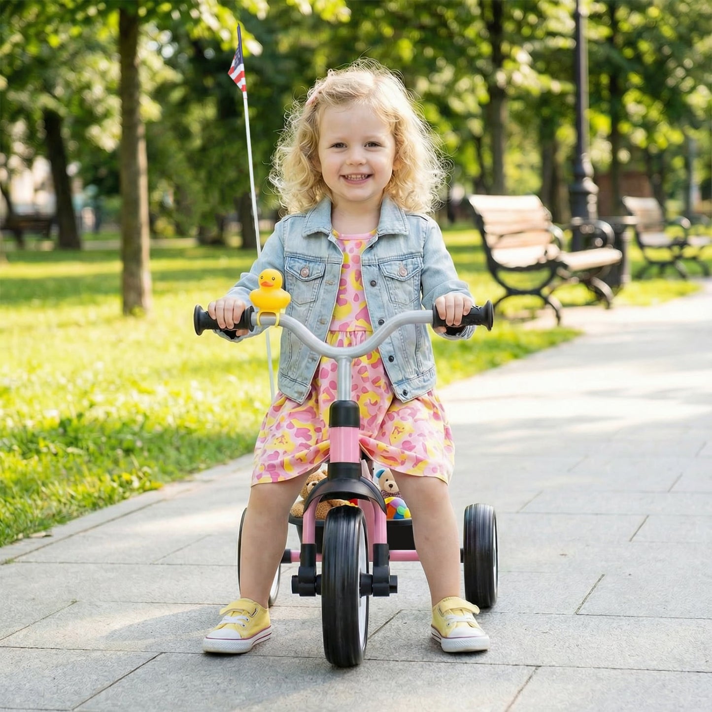 Glowing Wheels Toddler Tricycle, Foldable Kids Trike, Pink Push & Pedal Ride On Toys at Gallery Canada