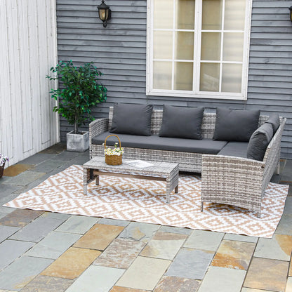 Reversible Outdoor RV Rug, Patio Floor Mat, 6' x 9', White, Coffee Garden Decor at Gallery Canada