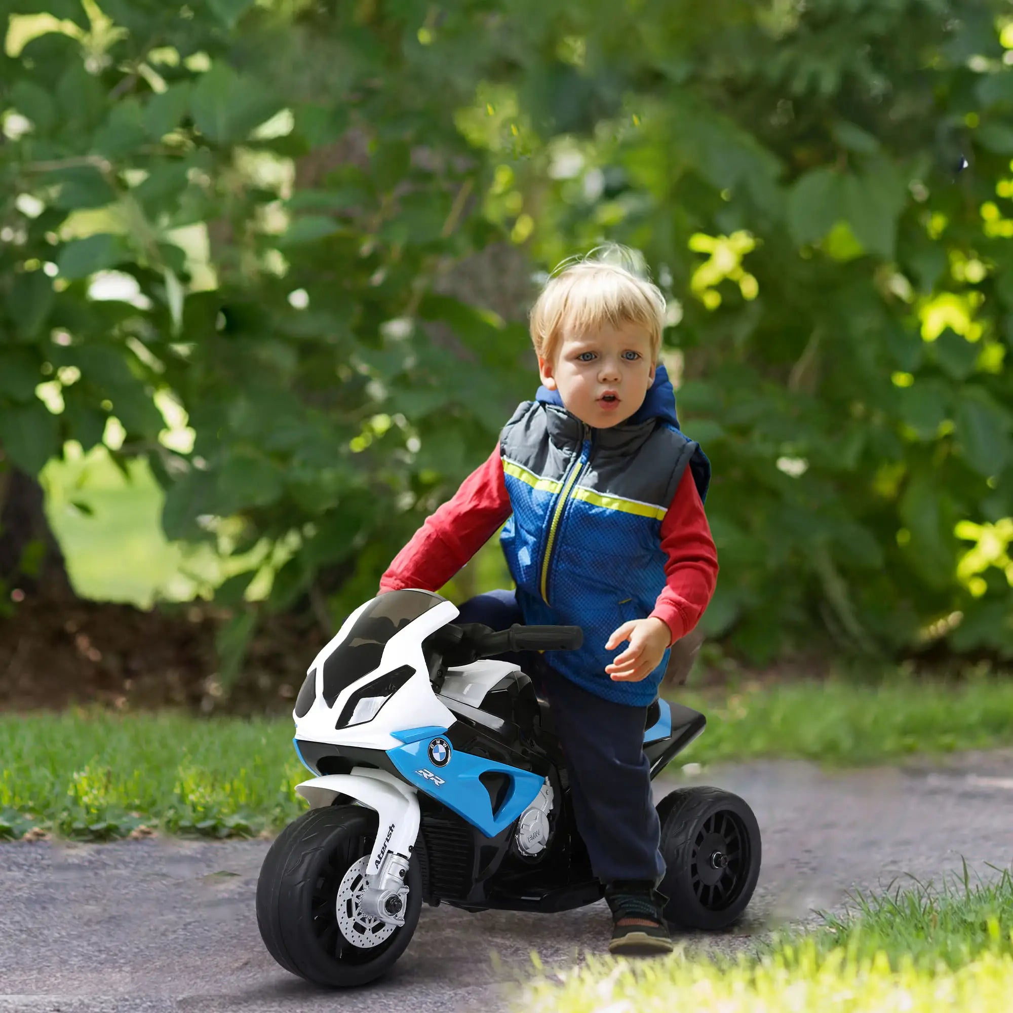 6V Kids Motorcycle with Headlight, Music, Blue Electric Motorcycles at Gallery Canada