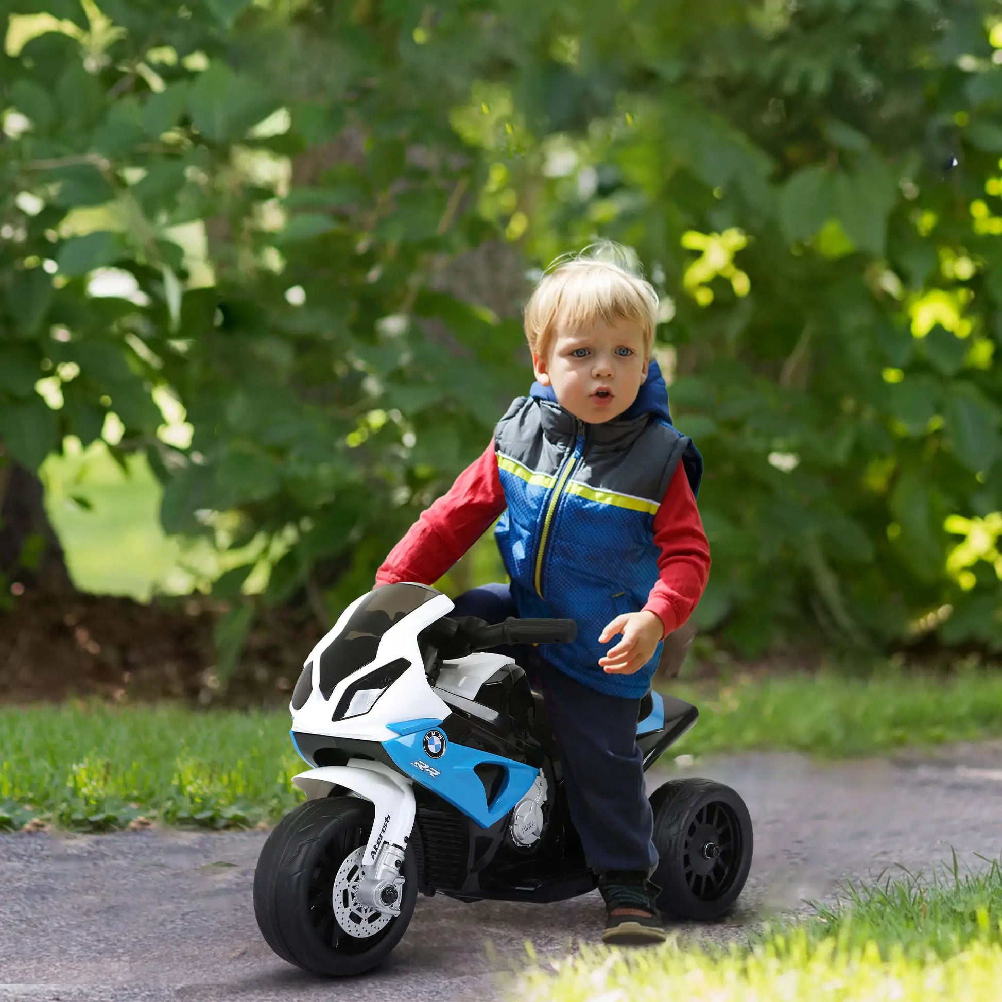 6V Kids Motorcycle with Headlight, Music, Blue Electric Motorcycles at Gallery Canada