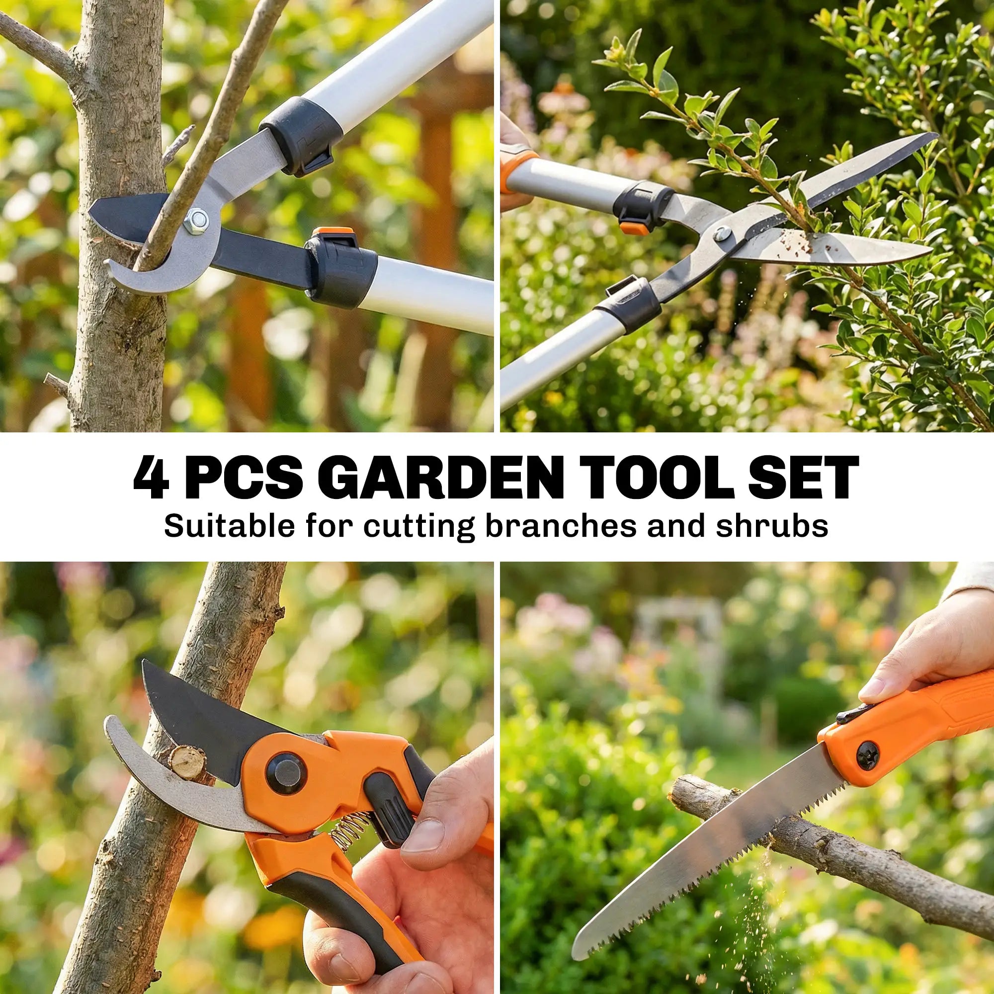 4 Pcs Pruning Shears Set, Hedge Shears, Loppers, Garden Secateurs, Hand Saw Garden Accessories at Gallery Canada