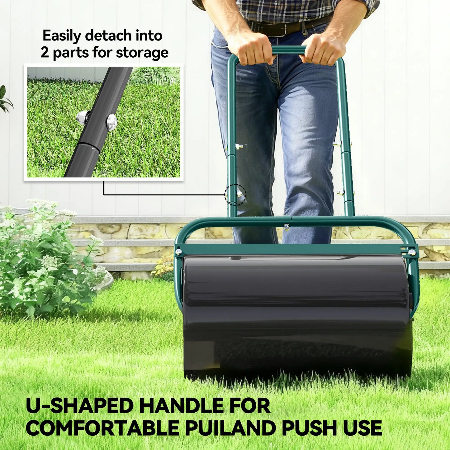 Heavy Duty Lawn Roller, 20" Push Tow Sod Roller, Grass Flattener, 11gal Water 136lbs Sand, Green Lawn Rollers at Gallery Canada