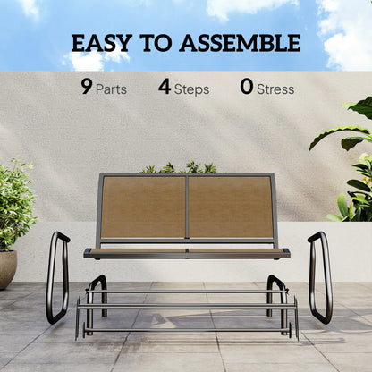 2 Person Outdoor Glider Bench, Mesh Garden Loveseat Swing, Brown Outdoor Gliders at Gallery Canada