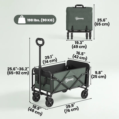 Foldable Collapsible Wagon Cart, 72L & 198 LBS Capacity, Green Folding Garden Carts at Gallery Canada