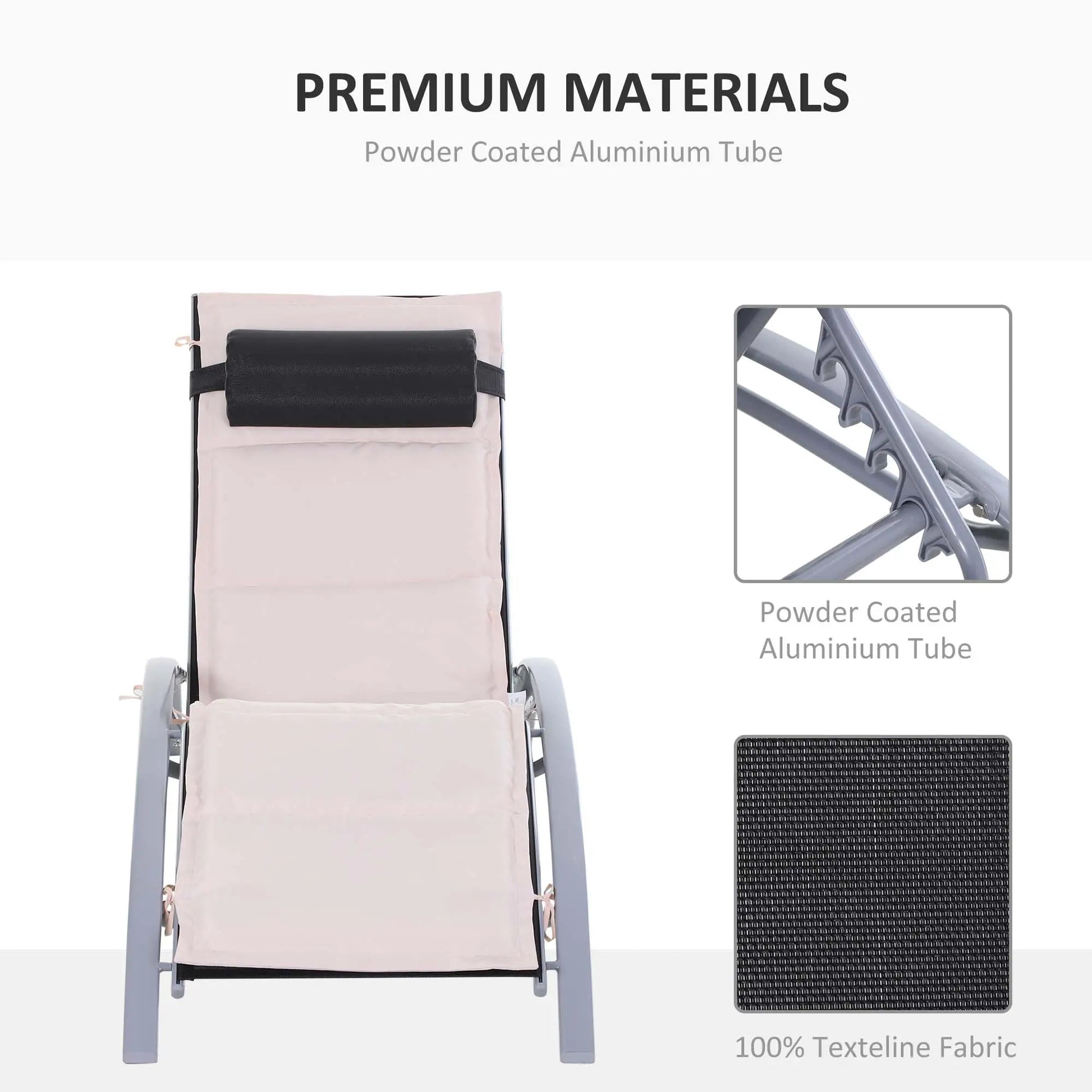 Aluminum Patio Tanning Chair, Soft Padded Seat, Adjustable Backrest, Beige Lounger Chairs at Gallery Canada