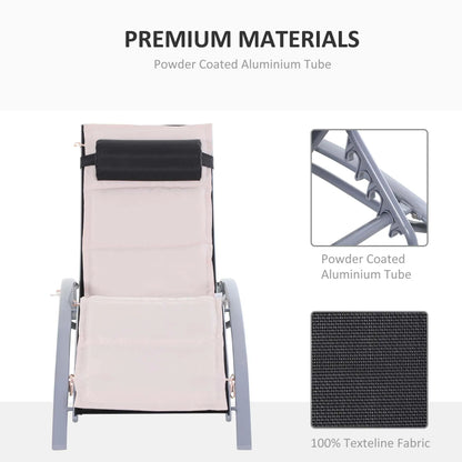 Aluminum Patio Tanning Chair, Soft Padded Seat, Adjustable Backrest, Beige Lounger Chairs at Gallery Canada