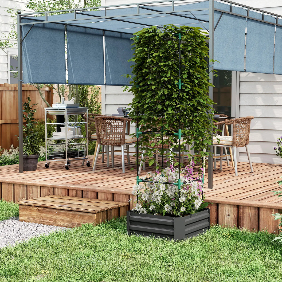 Galvanized Planter Box, 4-Tier Trellis Tomato Cage, Grey Galvanized Planter Boxes at Gallery Canada