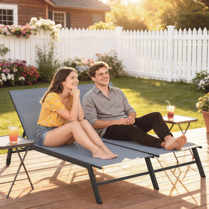 Chaise Lounge Chair For 2 Person, 5-Position Adjustable With Wheels Lounger Chairs at Gallery Canada