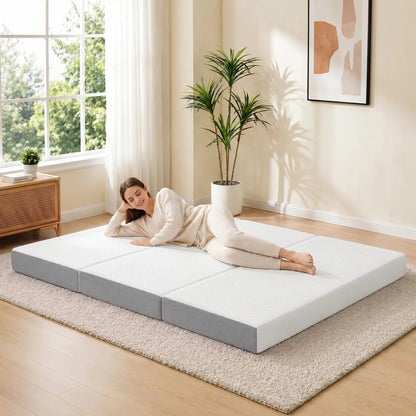 Foldable Queen Mattress, 6 Inch Tri Fold Memory Foam, Washable Cover Mattresses at Gallery Canada