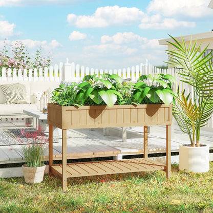 43.25" x 18" x 30" Raised Garden Bed, Wooden Plant Stand, 8 Grid Box, Natural Wood Elevated Garden Beds at Gallery Canada